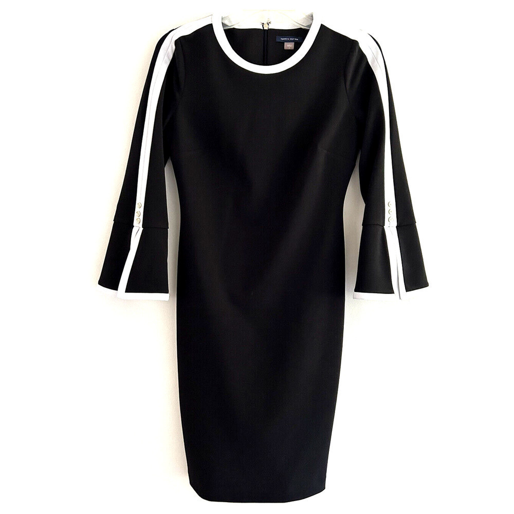 Tommy Hilfiger | Women's Black Sheath Crew Neck Back Zip Dress Size 2
